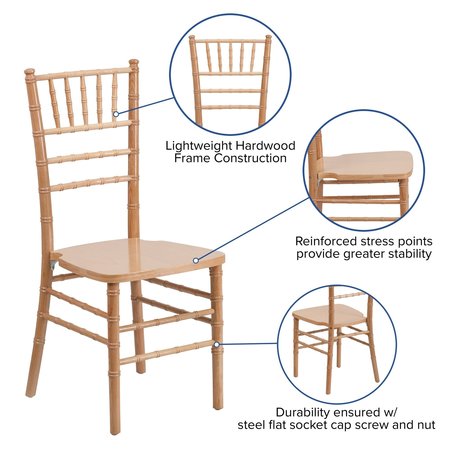 Flash Furniture HERCULES Series Natural Wood Chiavari Chair 2-XS-NATURAL-GG